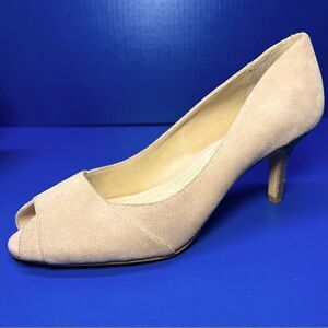 Shoes of Prey Womens Pink Suede Open Toe Glitter Heel Pumps EU39.5/US9.5